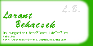 lorant behacsek business card